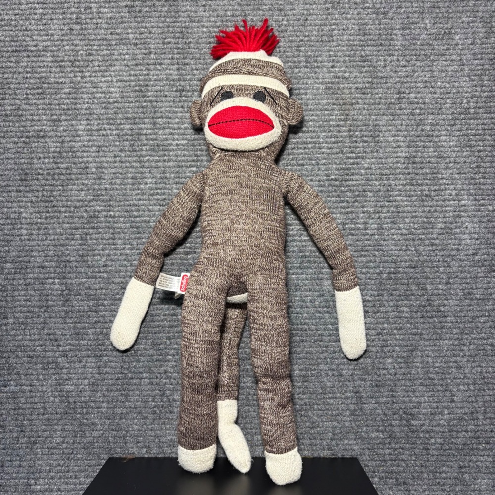 Schylling Classic Sock Monkey Plush Stuffed Animal Toy Brown Red 20 Inch